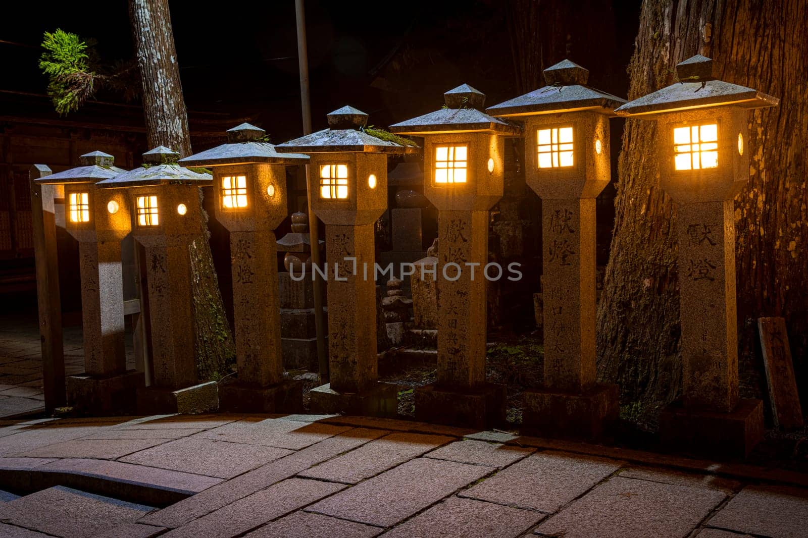 stone lanterns inside the Okunoin Koyasan cemetery