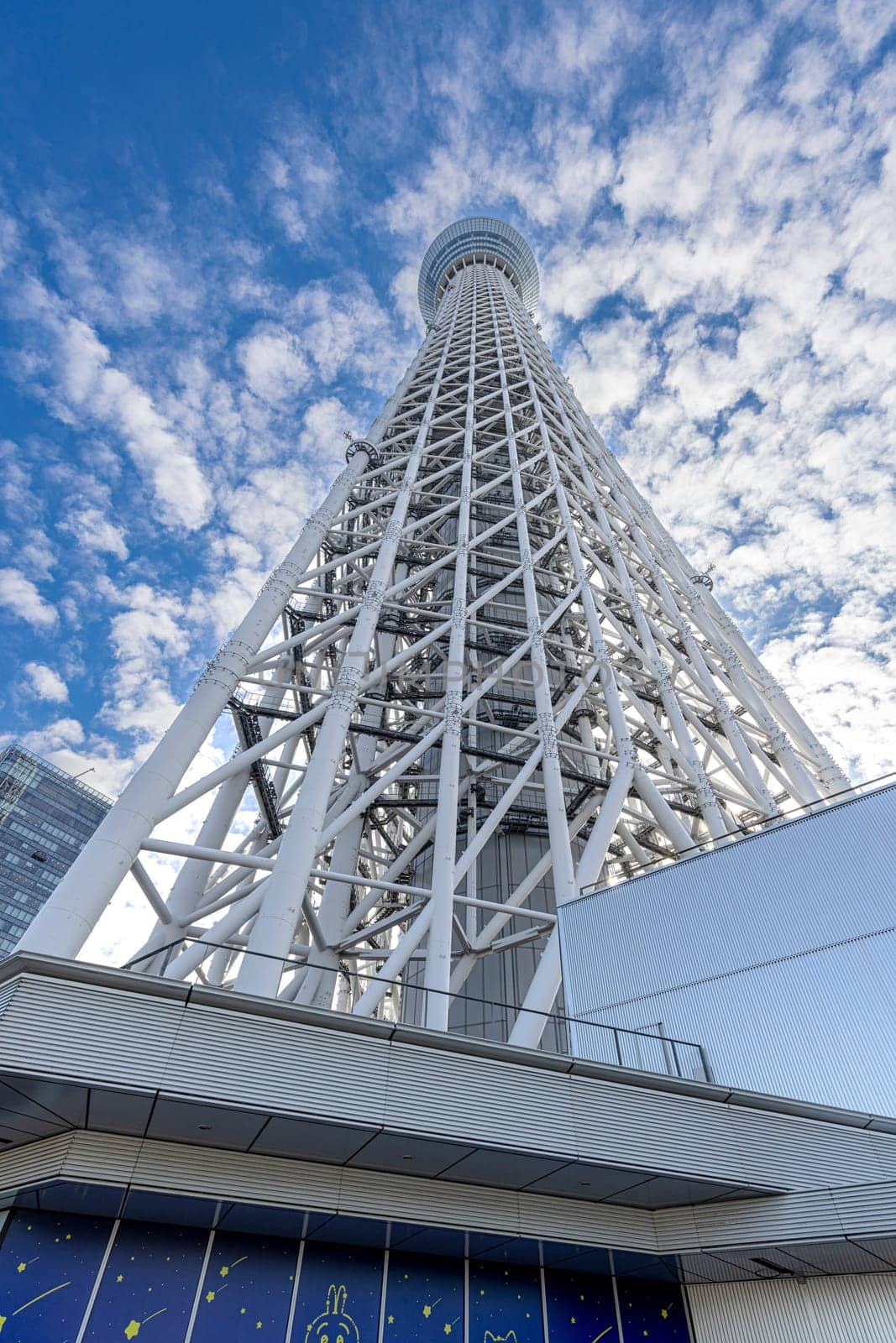 Tokyo Sky Tree bottom view with blue sky