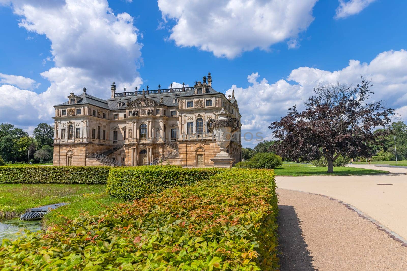 Dresden, Germany: 10 August 2023: The Sommerpalais (Summer Palace), at the center of the Great Garden, a baroque style park in central Dresden, Germany