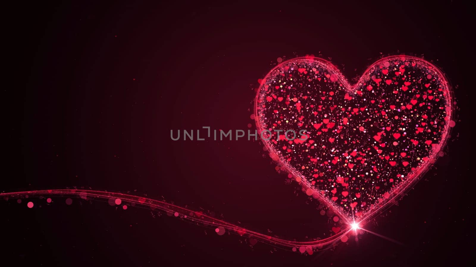 Big heart for Valentines Day, Mothers Day or wedding events background. Heart moving in space with light background. Love and romance concept.