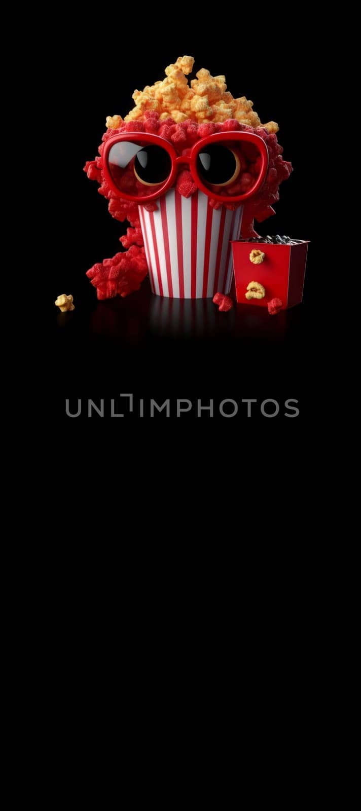 Monster popcorn banner. Scary fun cartoon. Generate Ai