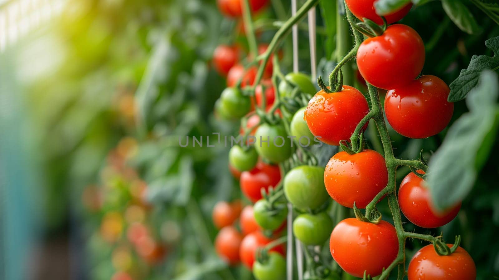 Cherry tomatoes hydroponic plant, growth in organic greenhouse garden all year round.