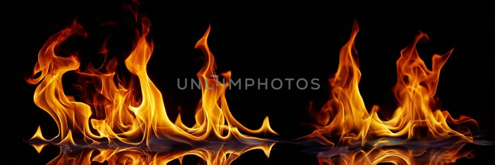 Fire flames on a black background. AI generated