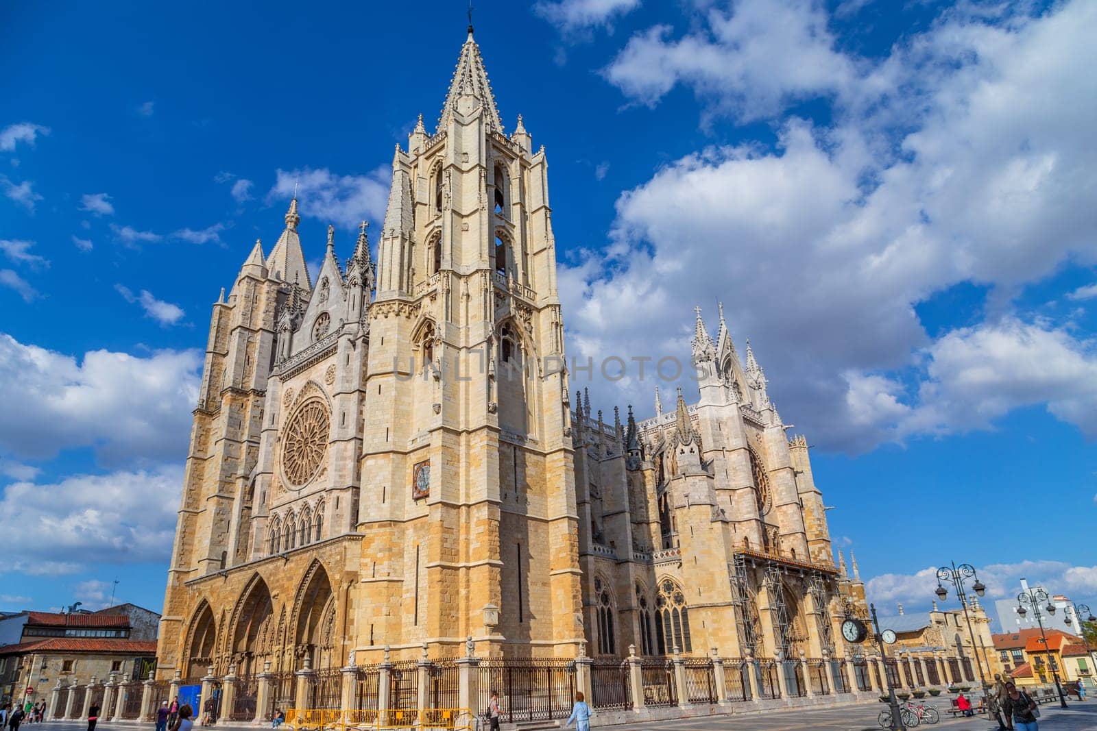 Leon, Spain: September 2, 2022. View of the cathedral of the city of Leon, in Spain
