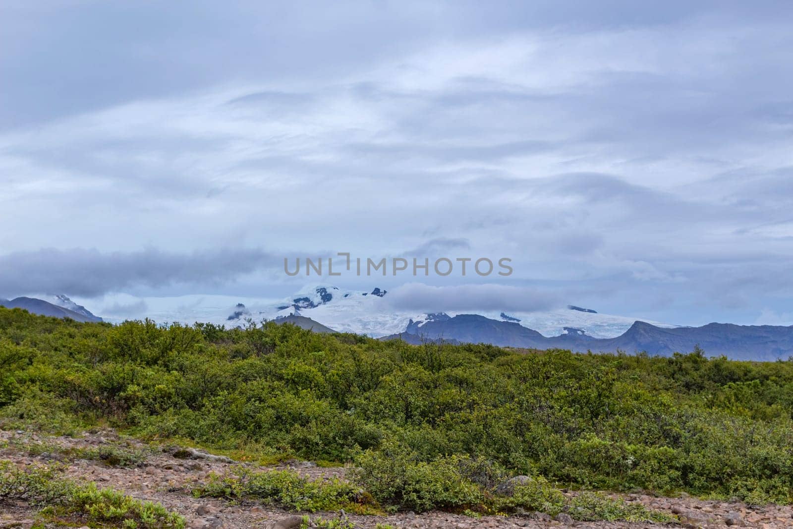 landscape with snow in the mountains in Iceland