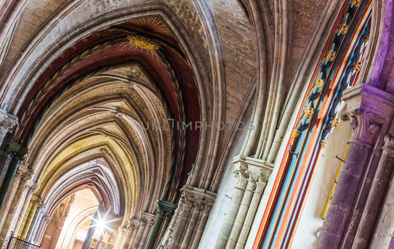 Bourges, Centre-Val de Loire, France - November 16 2016 : Vaults and arches inside the cathedral of Bourges