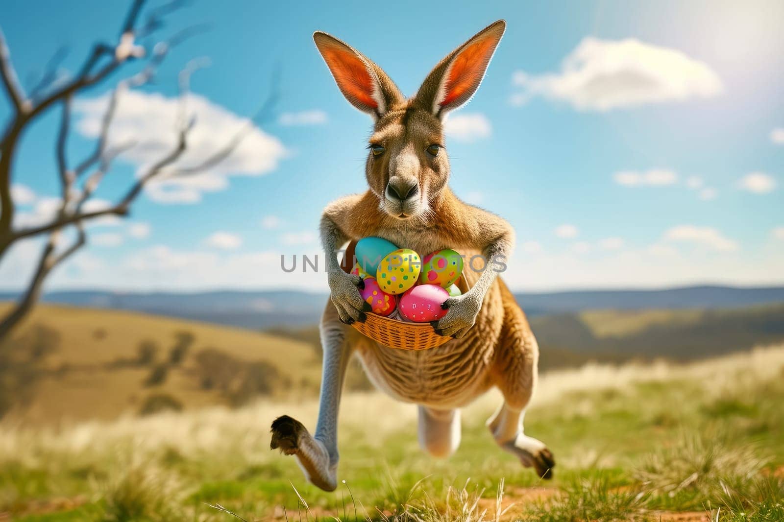 Funny image of a easter egg with colorful easte eggs