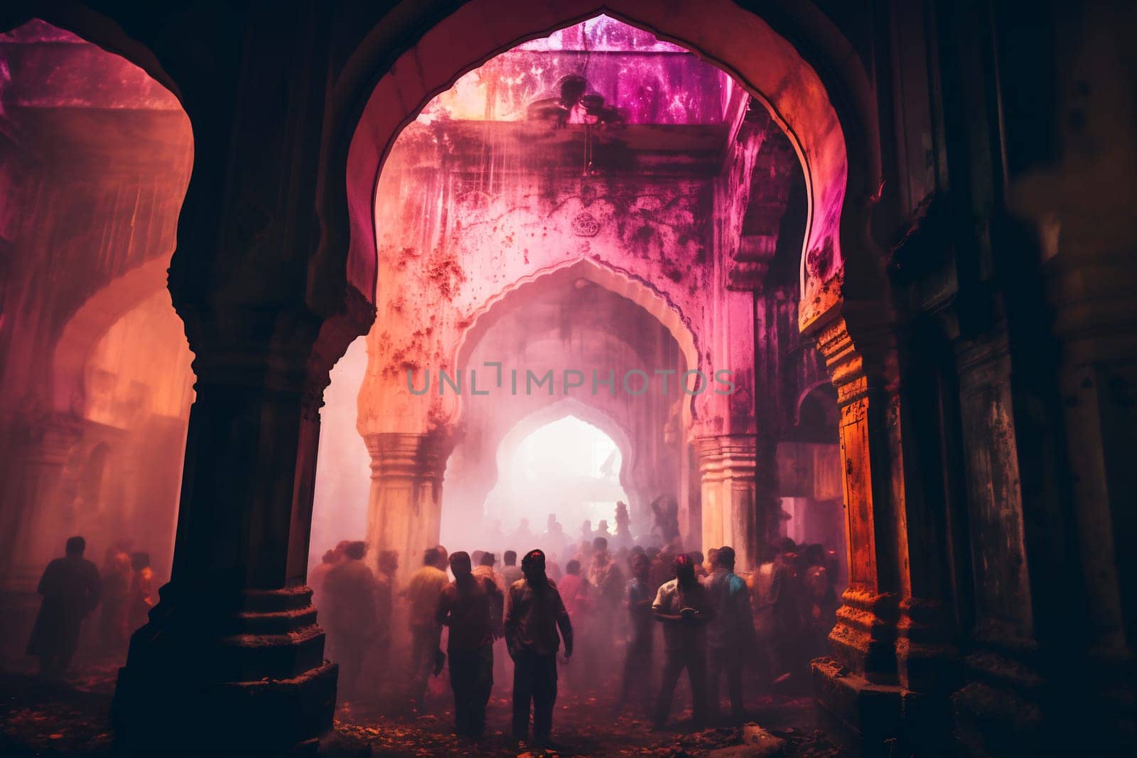 Persons with a enjoying Holi festivities.