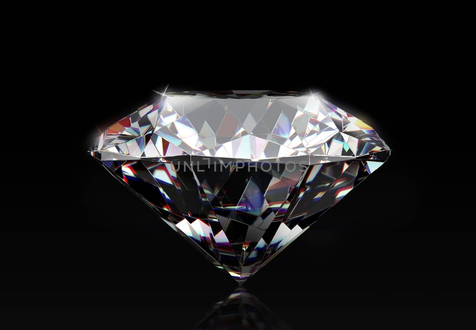 Dazzling diamond on black background