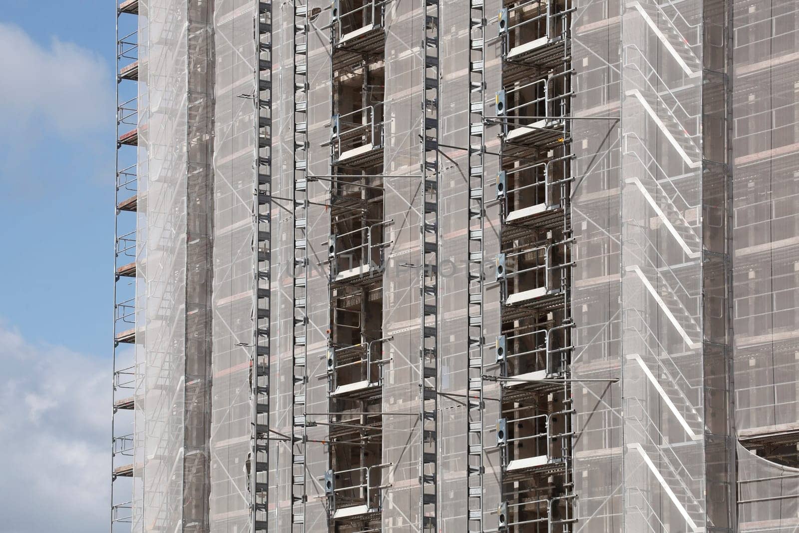 Scaffolding, house facade, shell construction, residential building, Bremen, Germany