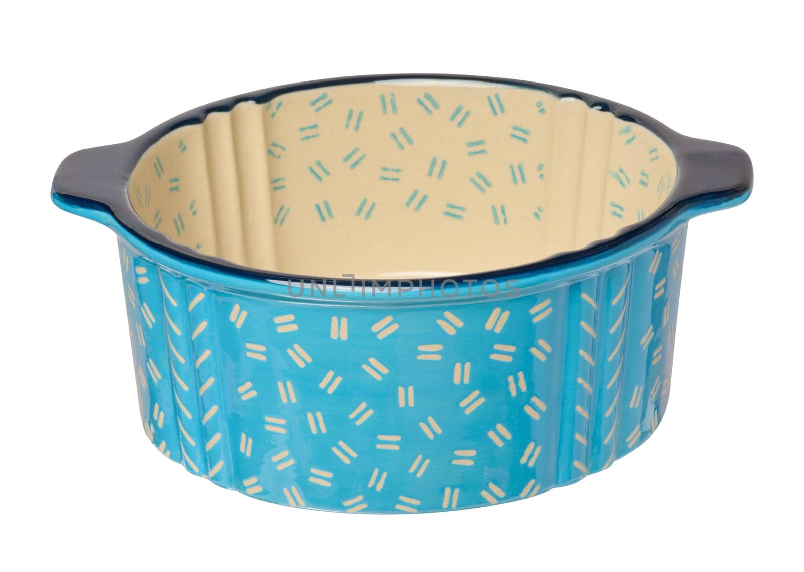 Ceramic dish for baking food on isolated background