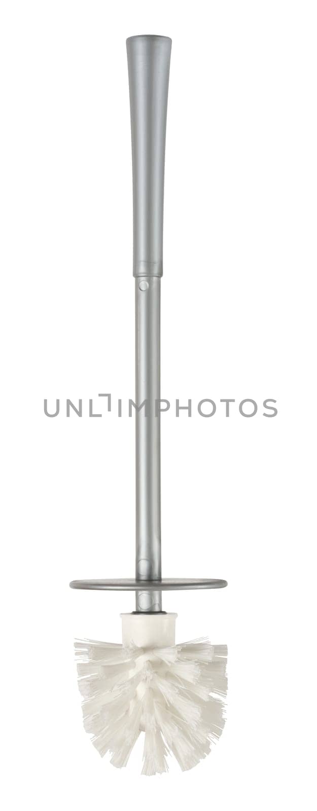 Gray plastic toilet brush on isolated background