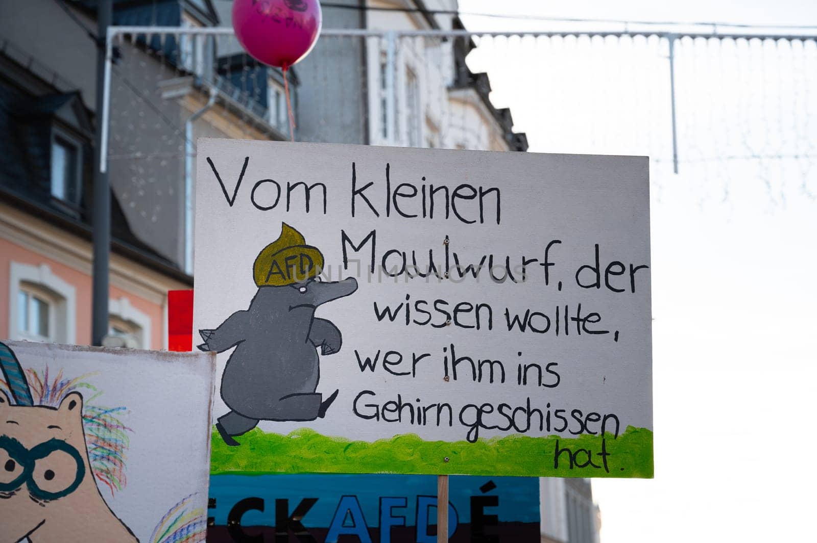 Protest against right wing AFD in Trier, Germany, 28.01.2024, demonstration for human rights, no discrimination and racism, diversity, humanitarian, multiethnic crowd