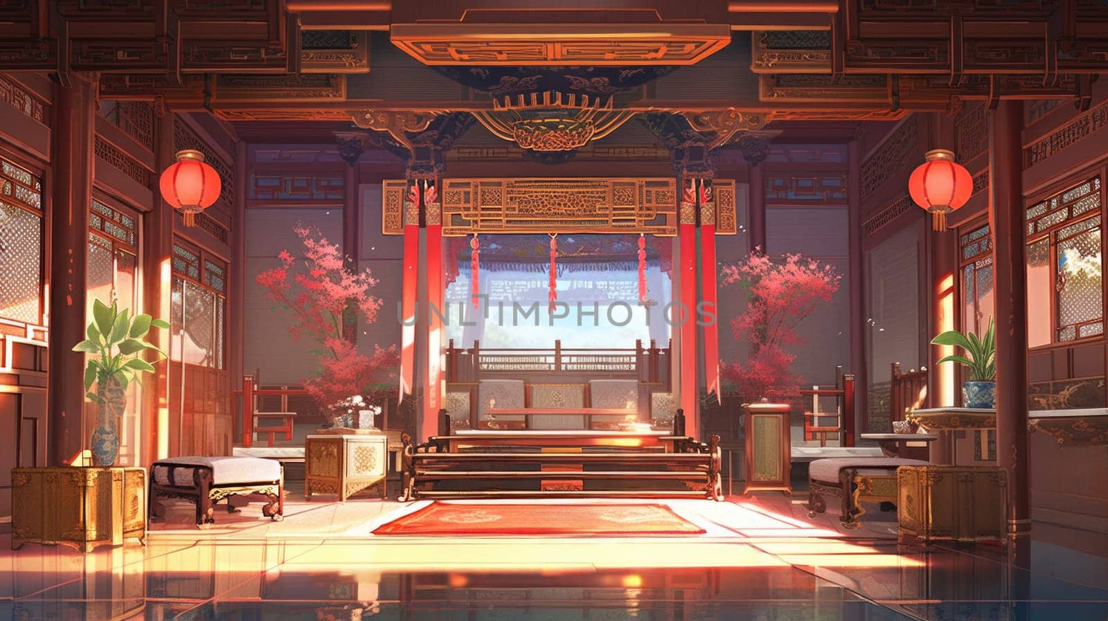 anime style background chinese asia japan china architecture, ai