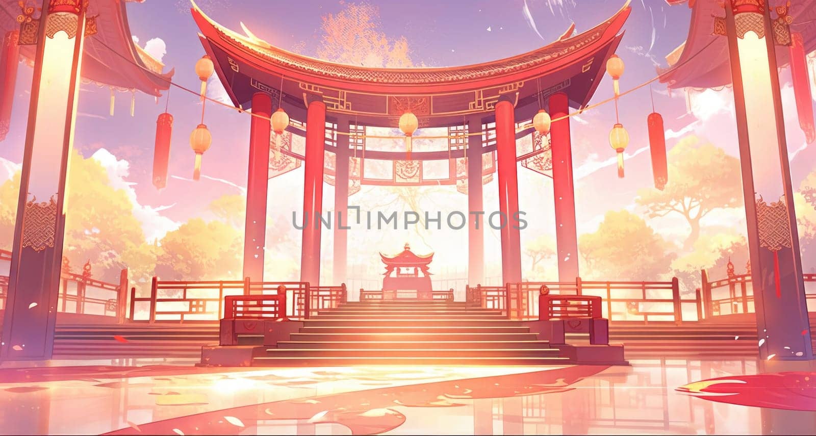 anime style background chinese asia japan china architecture, ai