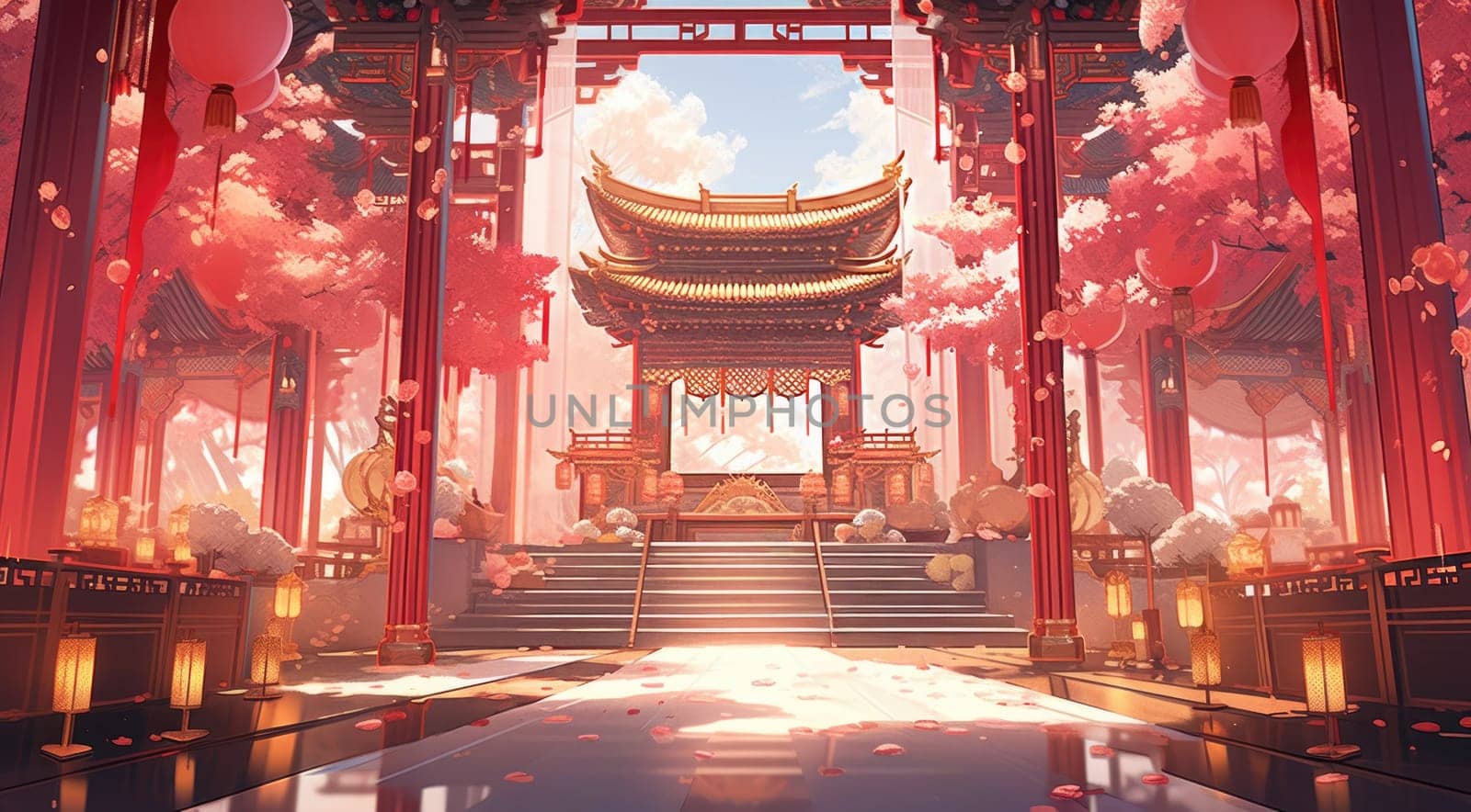 anime style background chinese asia japan china architecture, ai