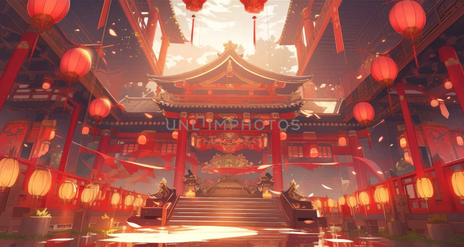 anime style background chinese asia japan china architecture, ai