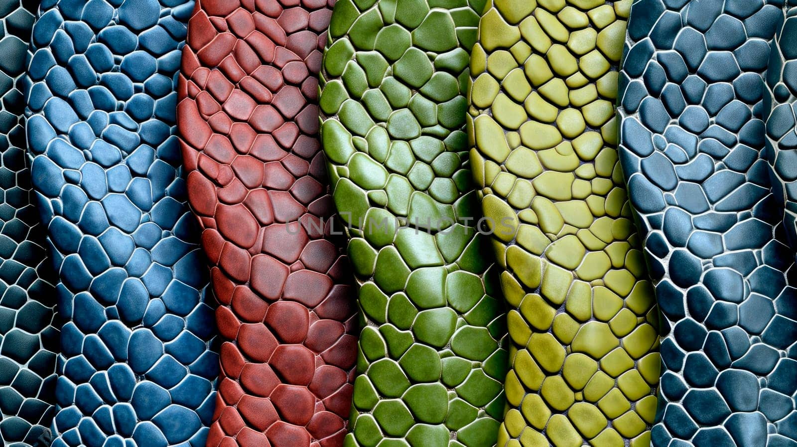 Seamless snake pattern, colorful snake skin. Close-up view. AI generated