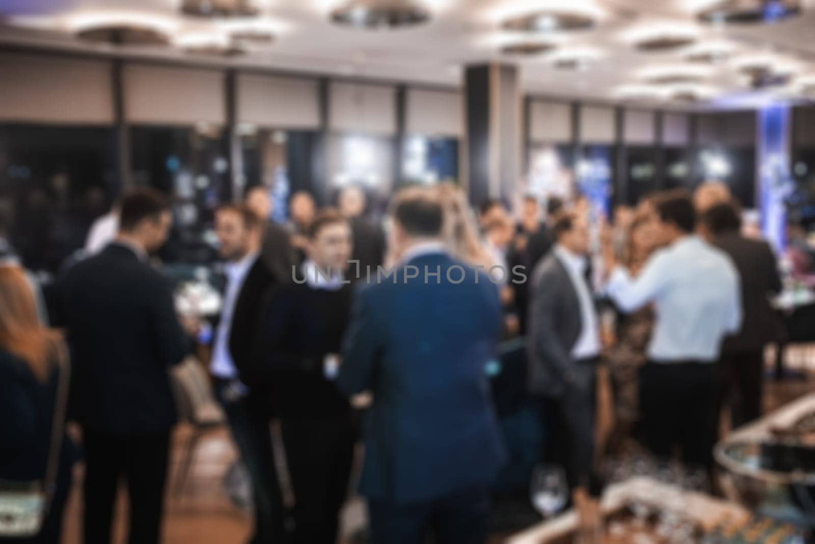 Blurred image of businesspeople at banquet event business meeting event. Business and entrepreneurship events concept.