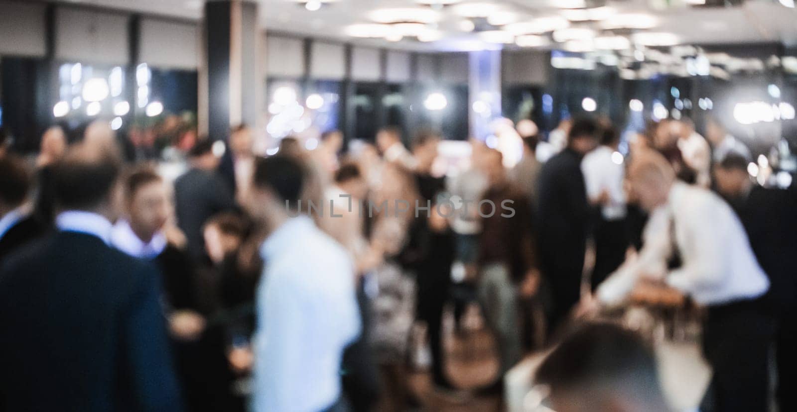 Blurred image of businesspeople at banquet business meeting event. Business and entrepreneurship events concept.
