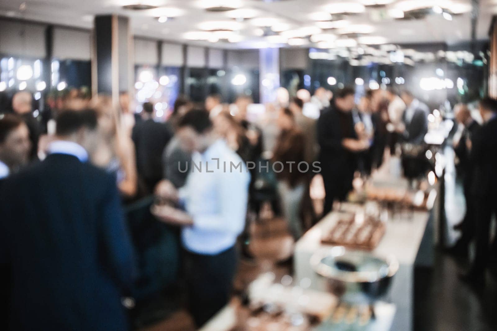 Blurred image of businesspeople at banquet business meeting event. Business and entrepreneurship events concept.