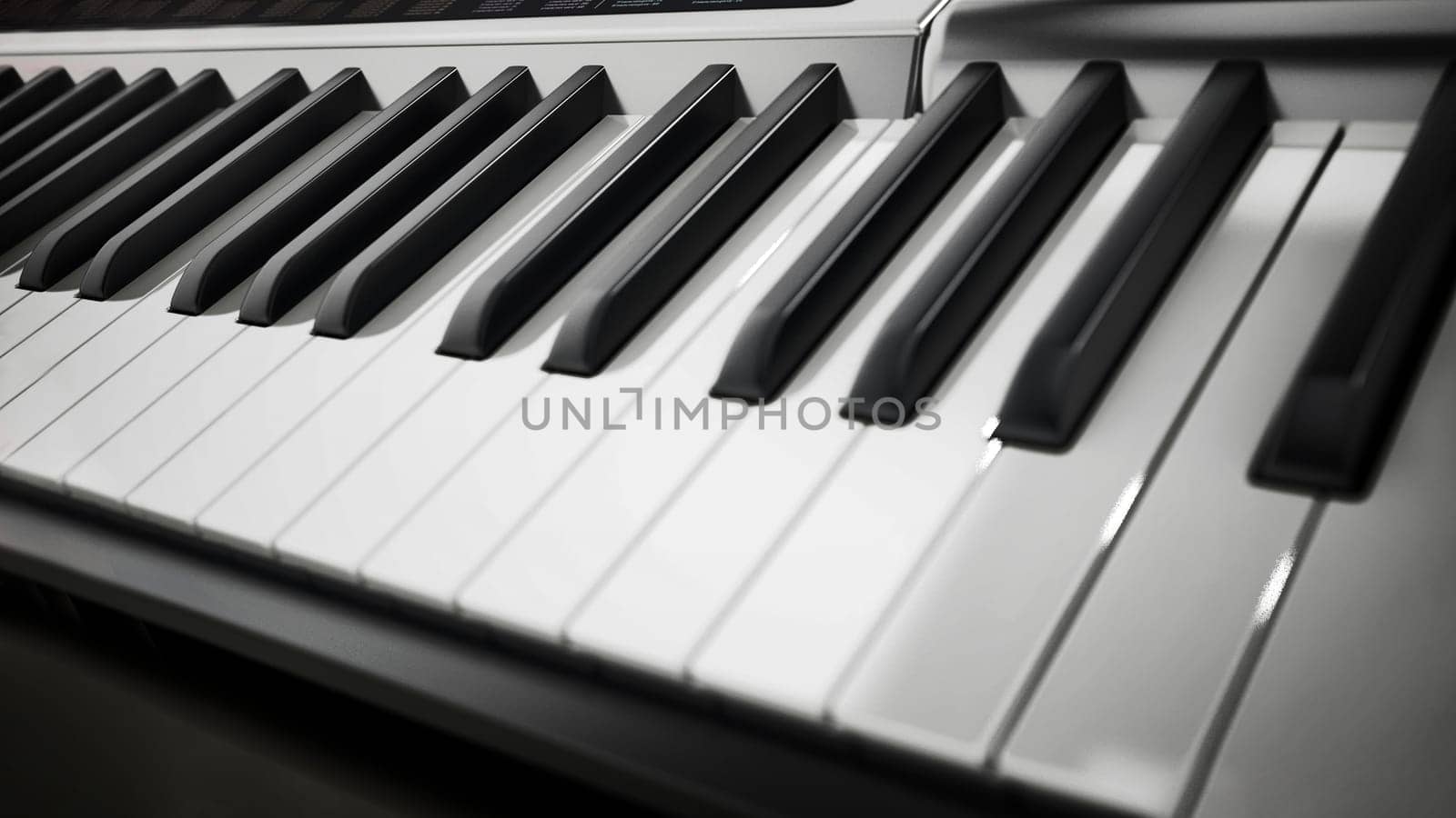 Music keyboard keys. 3D illustration.