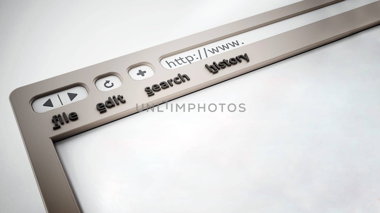 Internet browser page on white. 3D illustration.