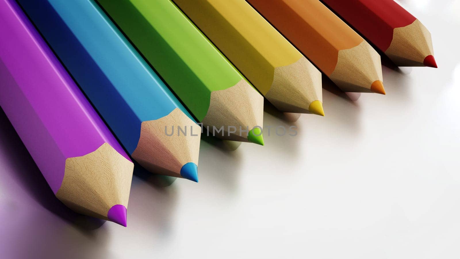 Jumbo colour pencils isolated on white background. 3D illustration.