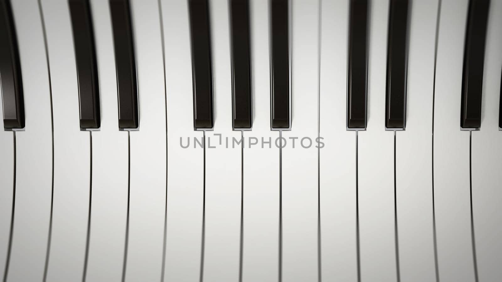 Black and white abstract piano keys background. 3D illustration.