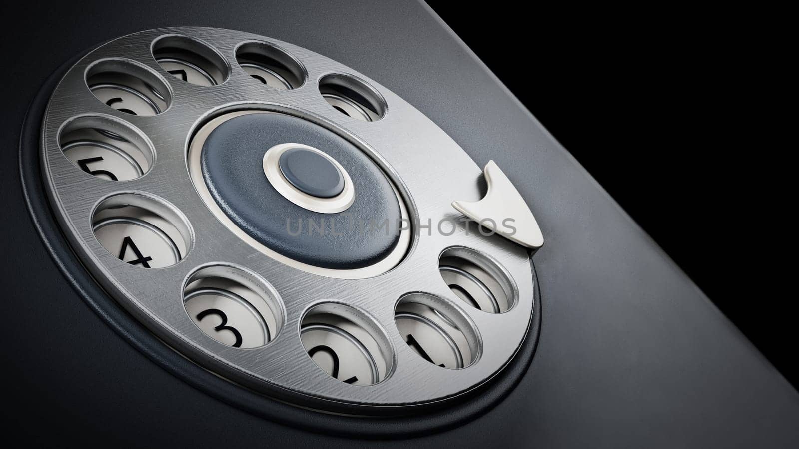 Vintage dial phone detail background. 3D illustration.