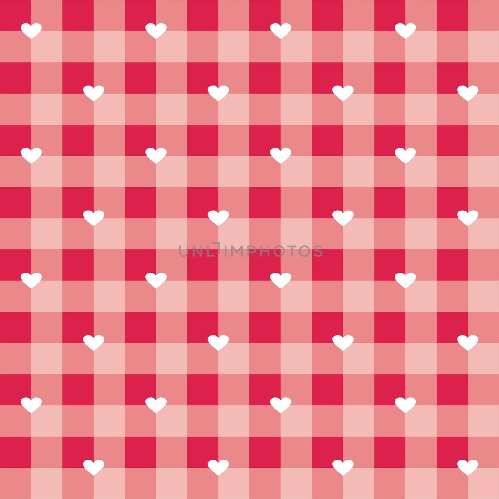 Seamless sweet red valentines vector background - checkered pattern or grid texture with white hearts full of love for web design, desktop wallpaper or culinary blog website