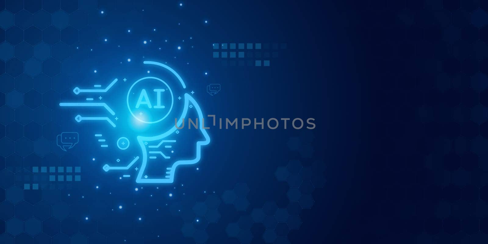 Artificial intelligence Ai self learning improving development problem solving solution tasks of future technology, ai graphics computer chip brain memory power, futuristic blue abstract background.