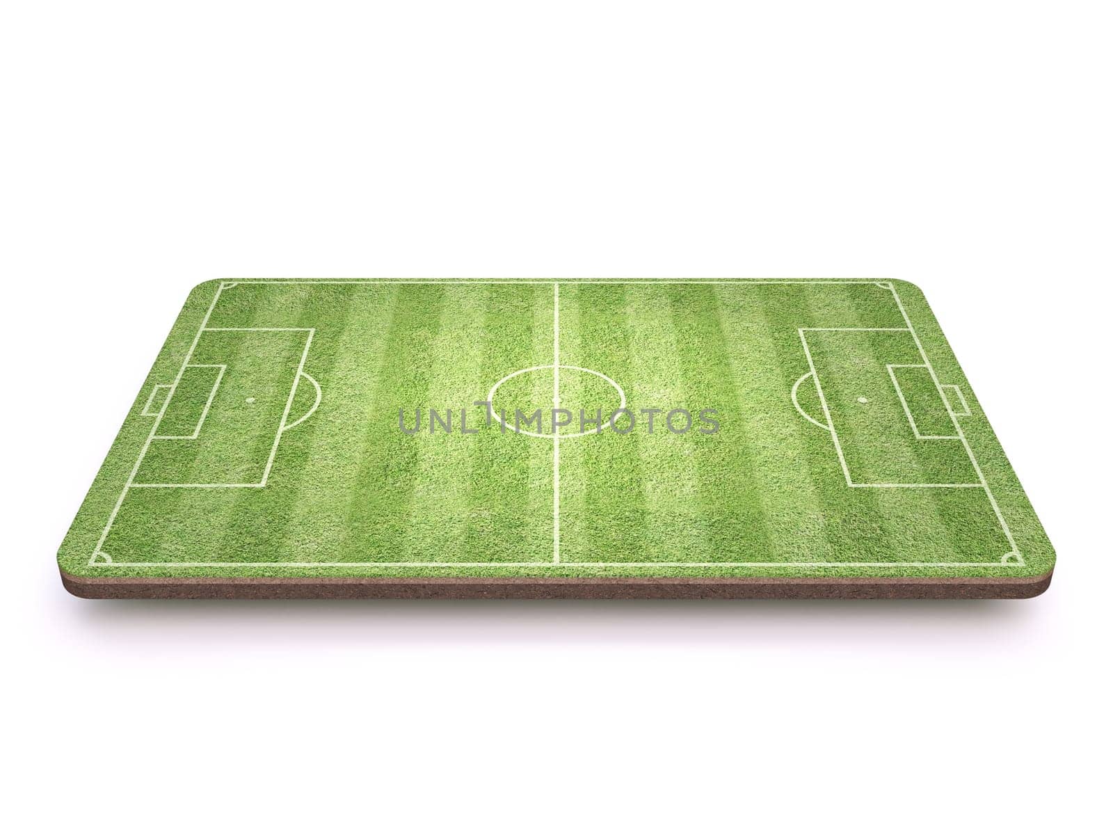 Football Soccer playground Side view 3D rendering illustration isolated on white background