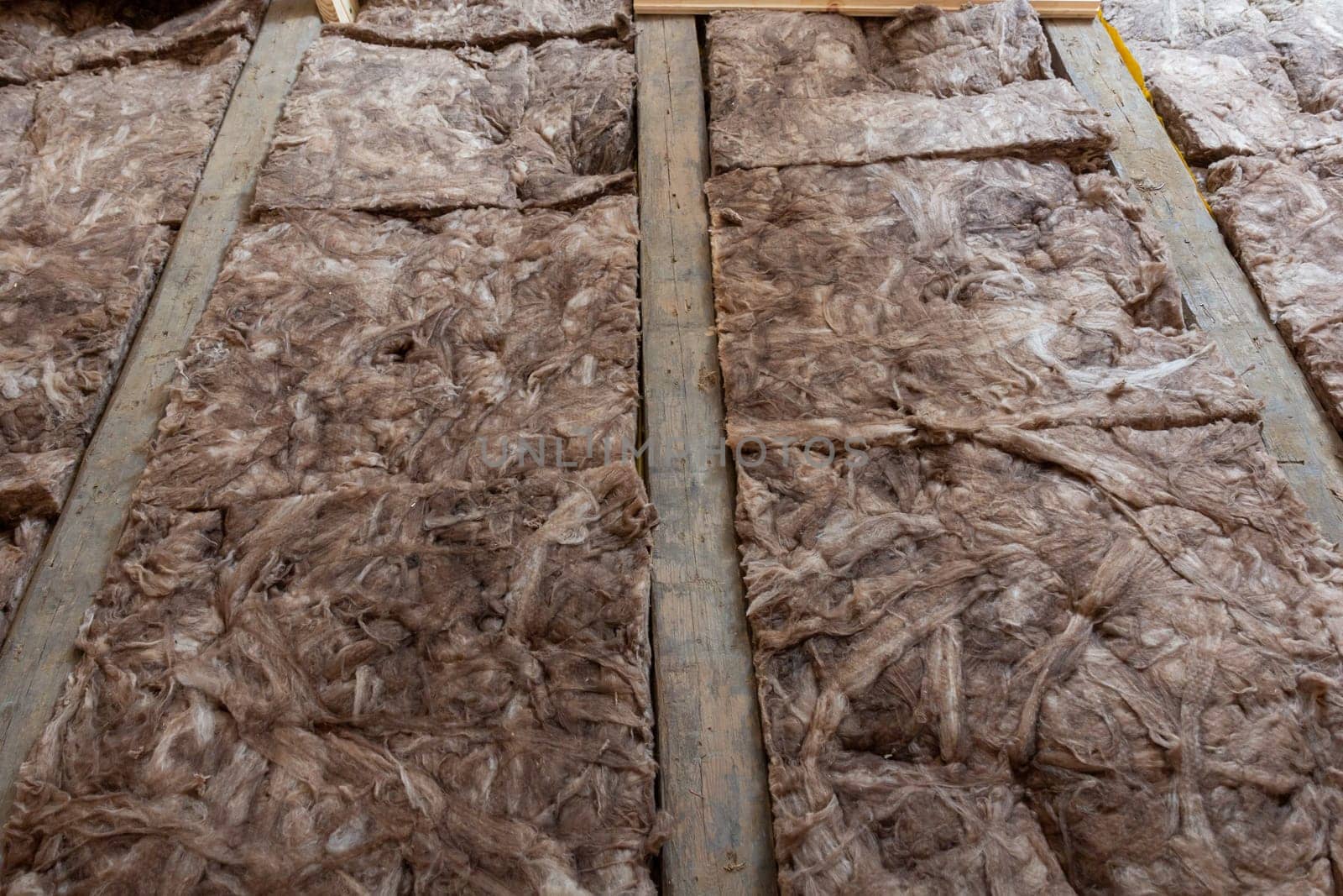 Creating a new floor. Laid thermal insulation material.