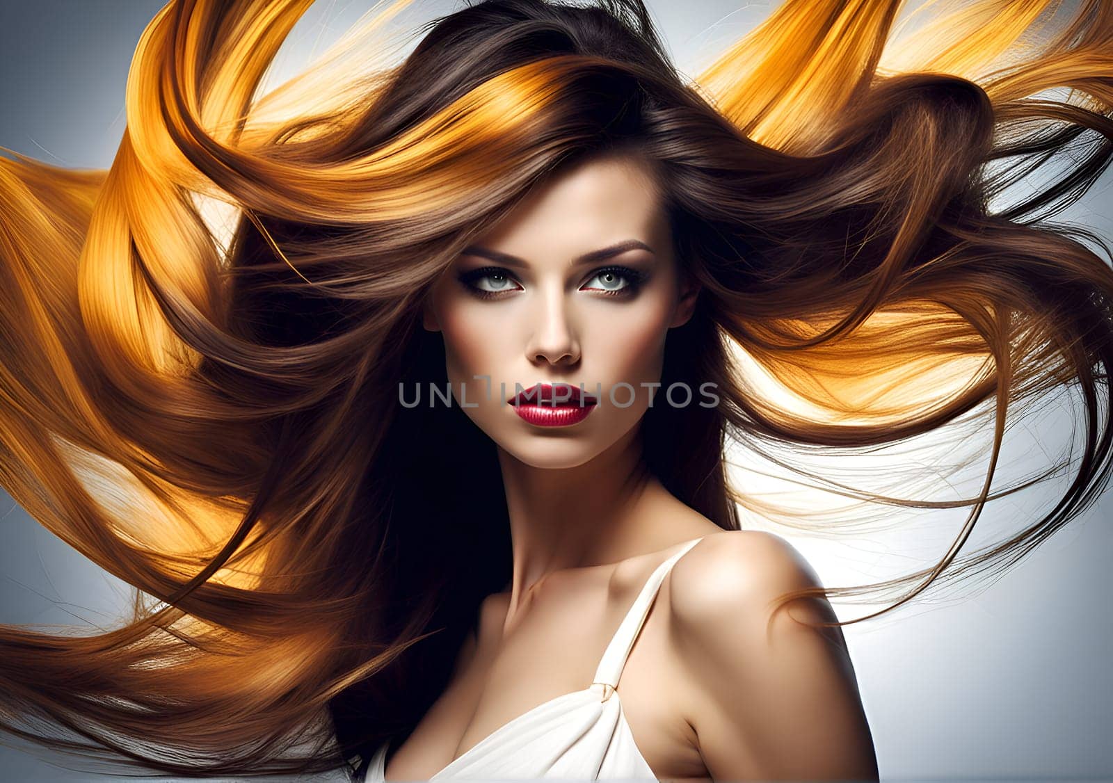 Fashion portrait of the artistic beautiful woman