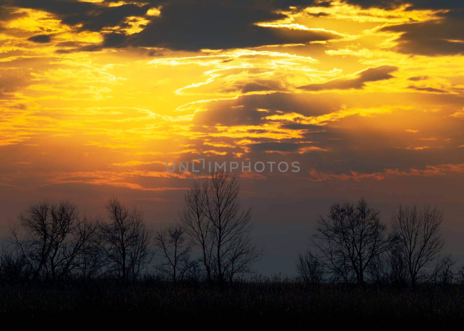 Dramatic clouds at sunset in pannonia Burgenland