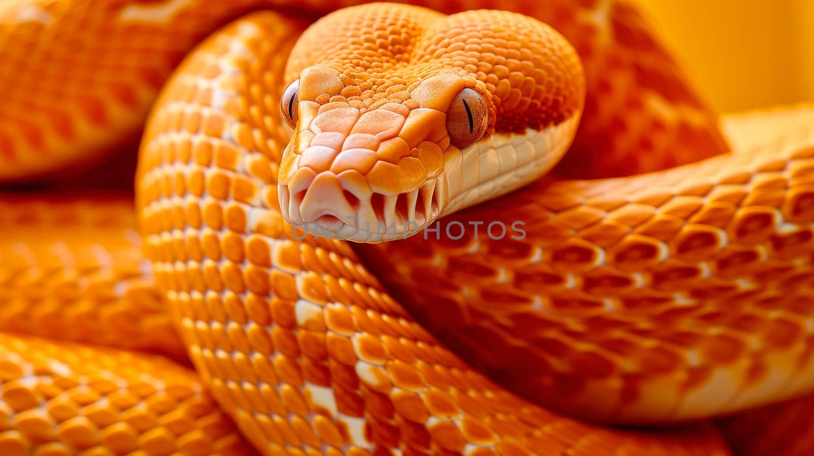 Close up view of an orange snake. AI generated