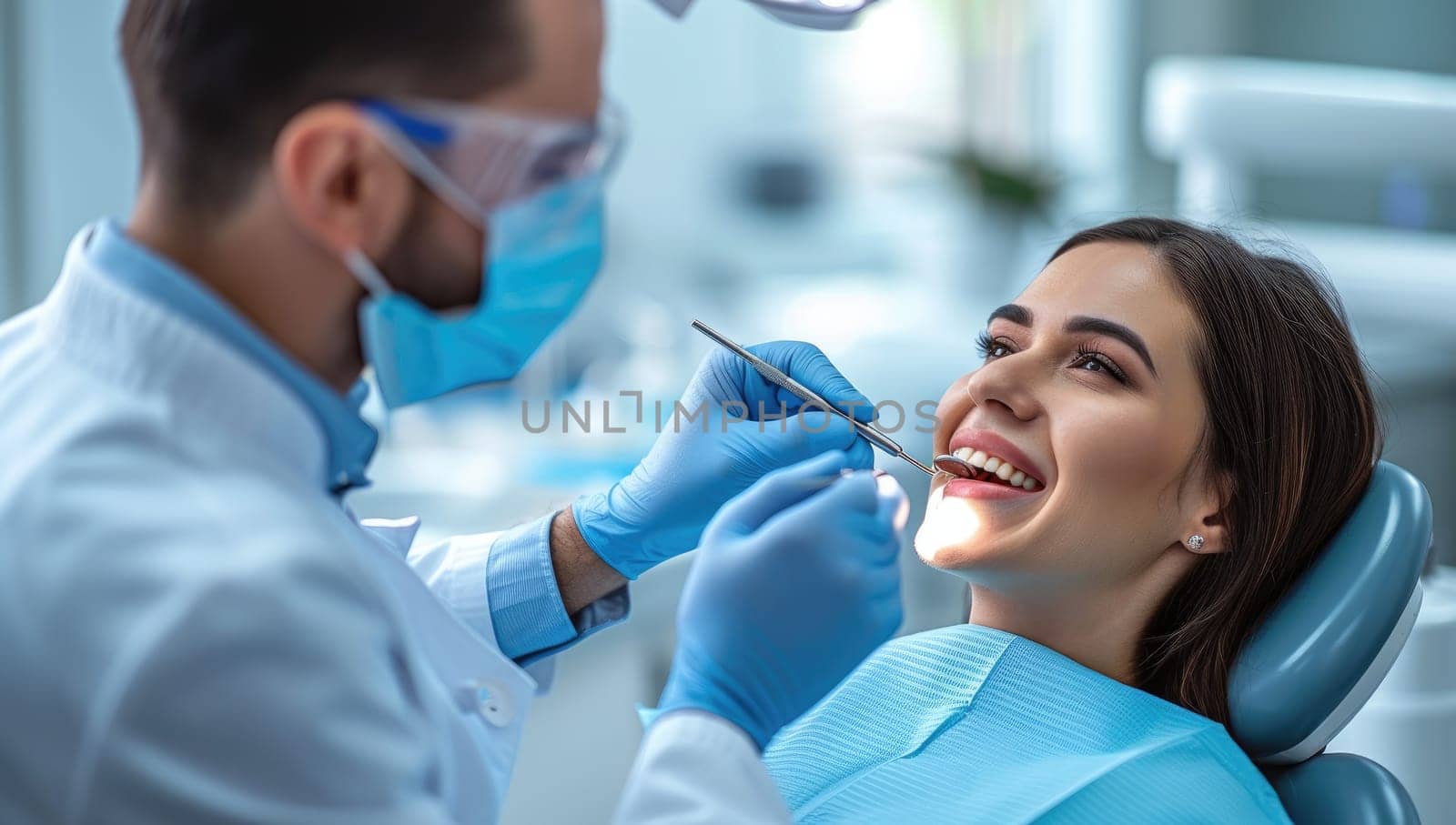 Dentist and patient in the dental office. Dentistry concept