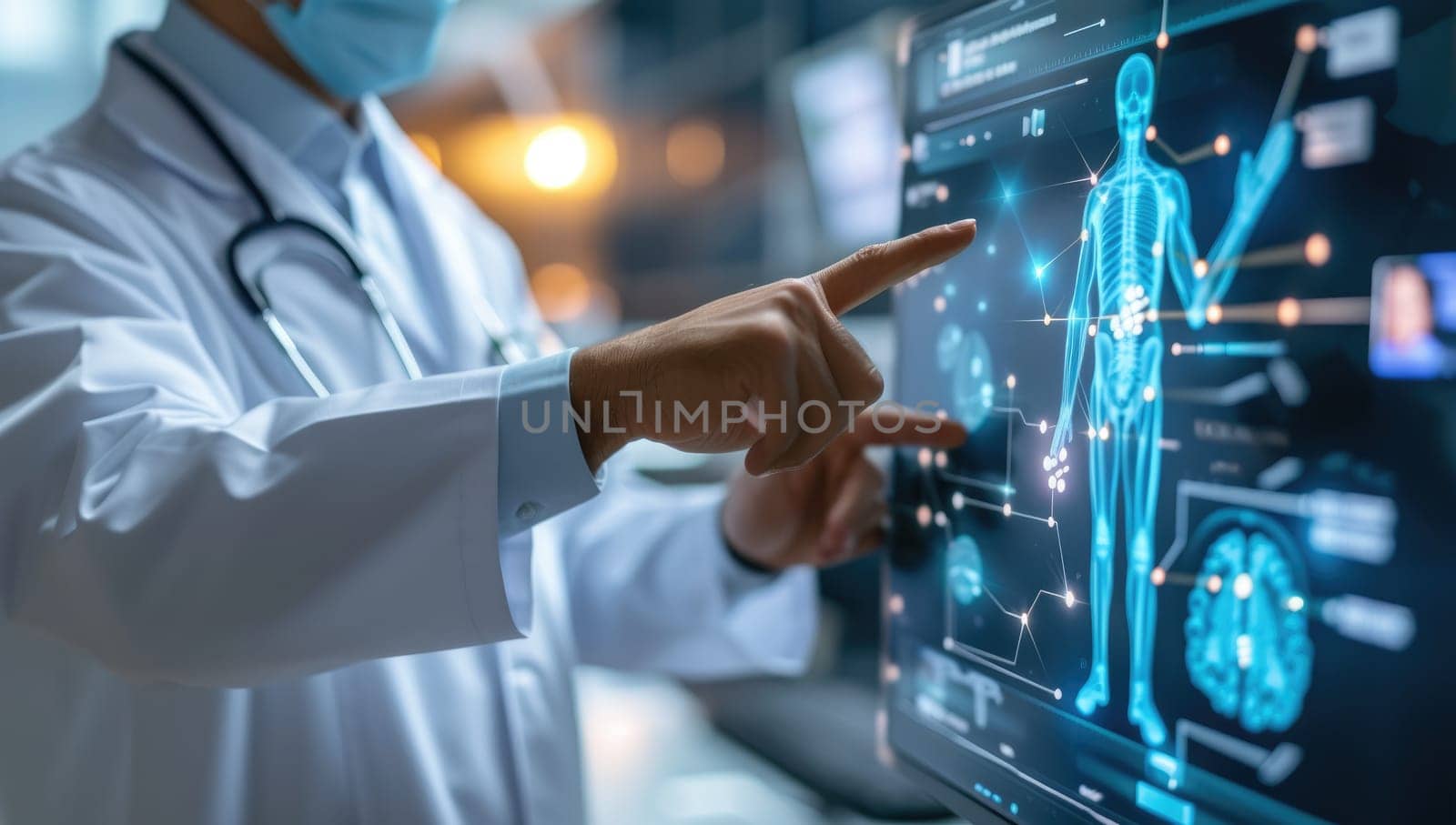 Doctor analyzing patient data on digital interface