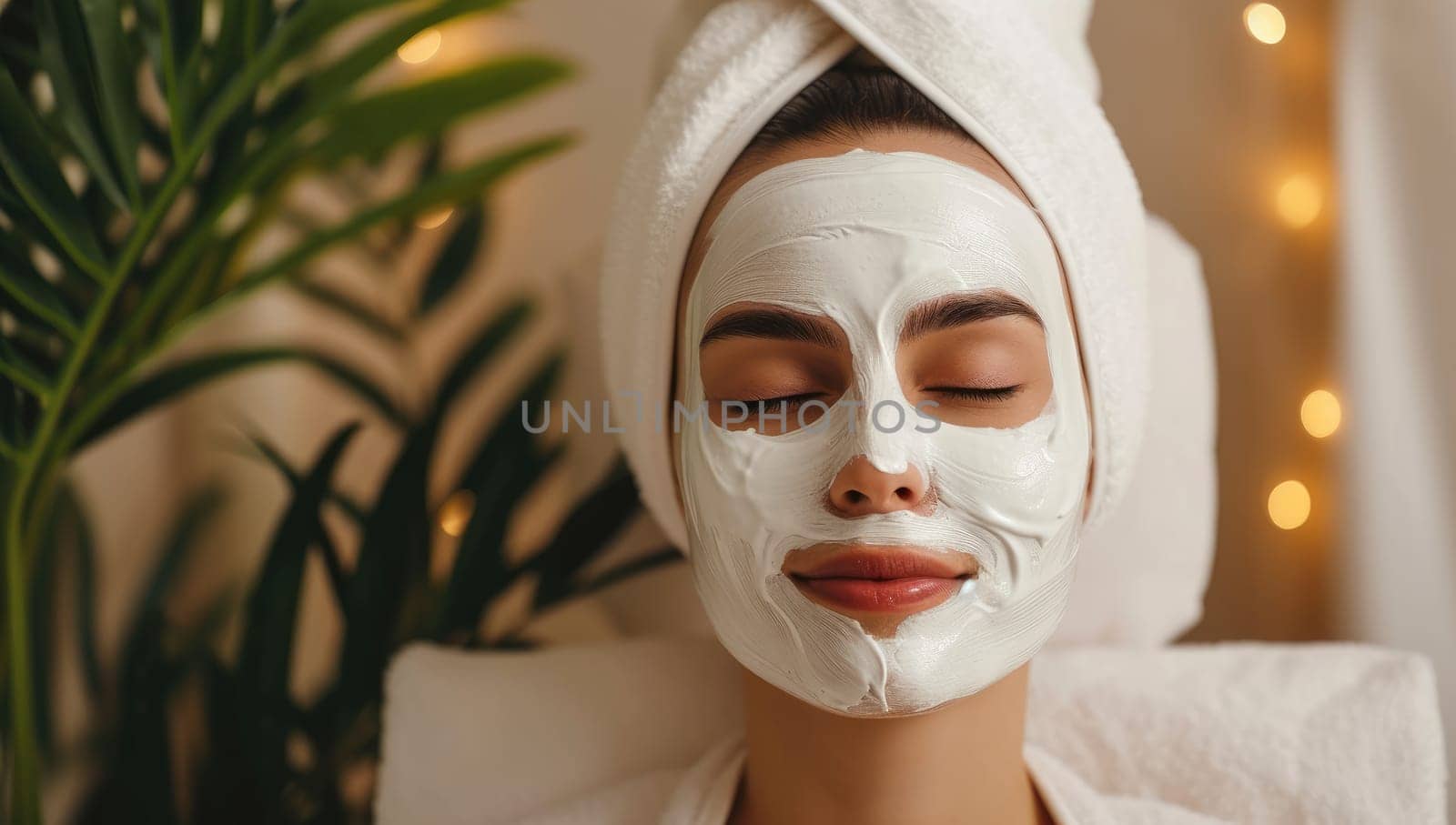 Woman enjoying spa facial treatment