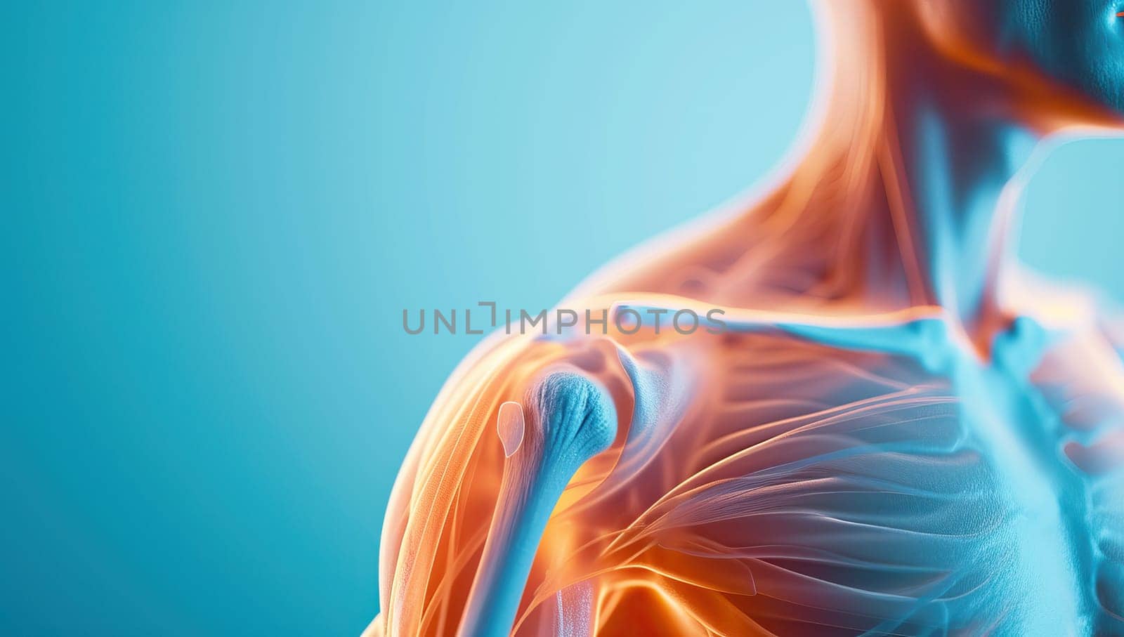 Illustration of human shoulder muscle anatomy