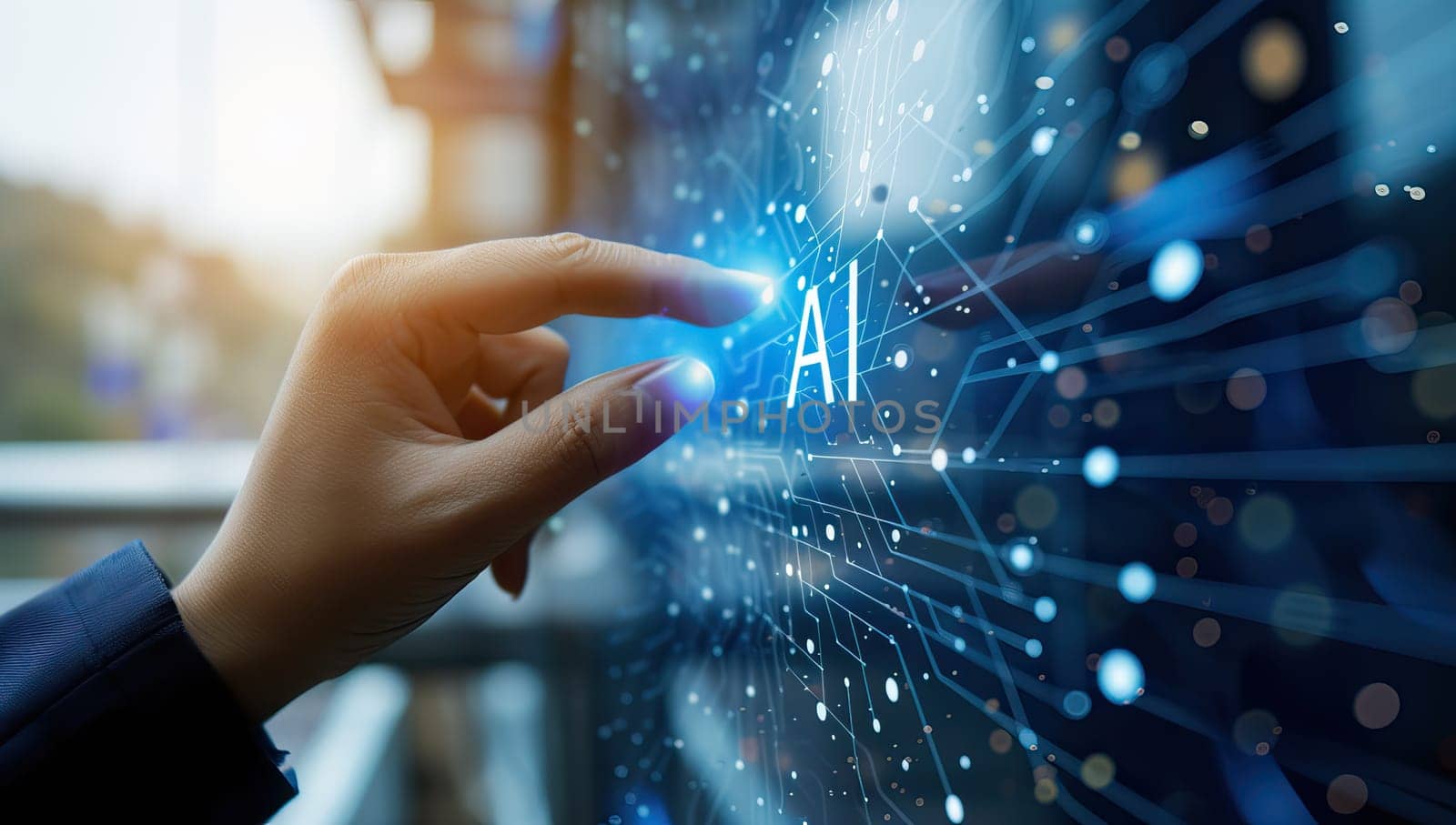 AI Artificial intelligence (AI) and machine learning concept on virtual screen.