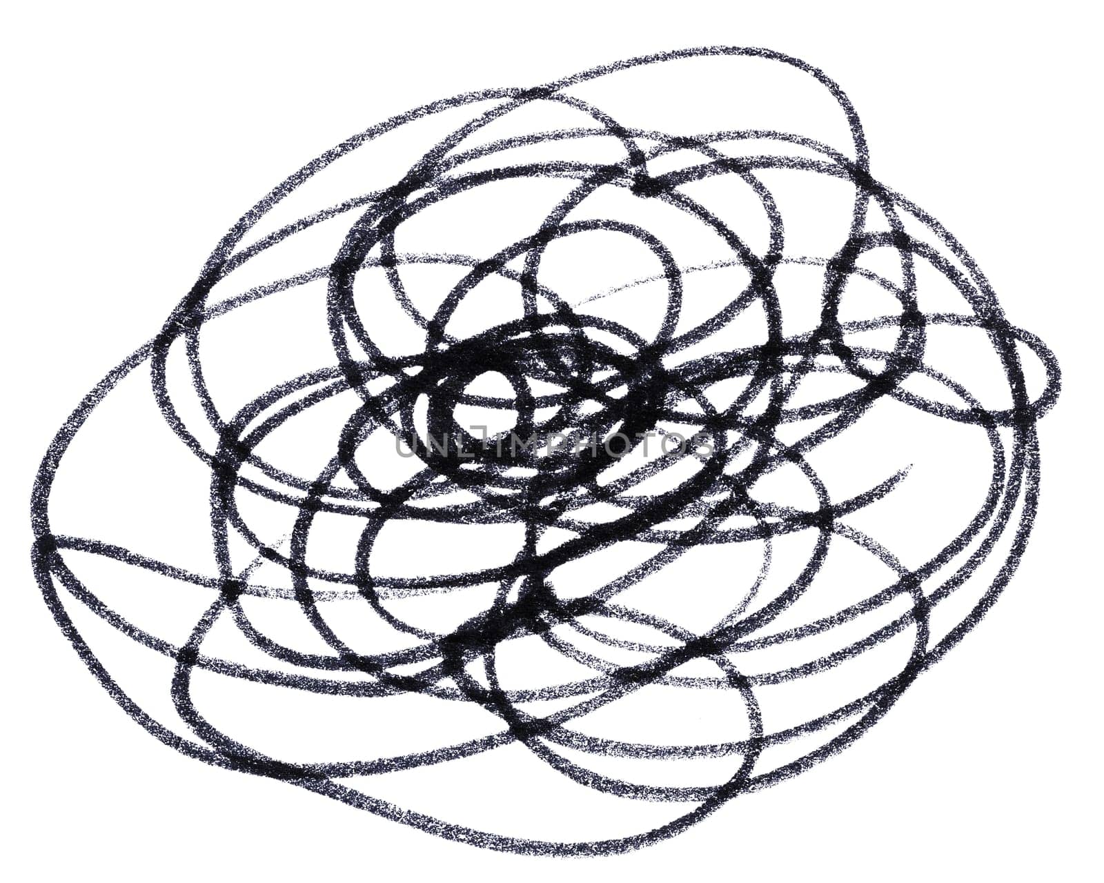 Chaotic lines with black marker, element for designer