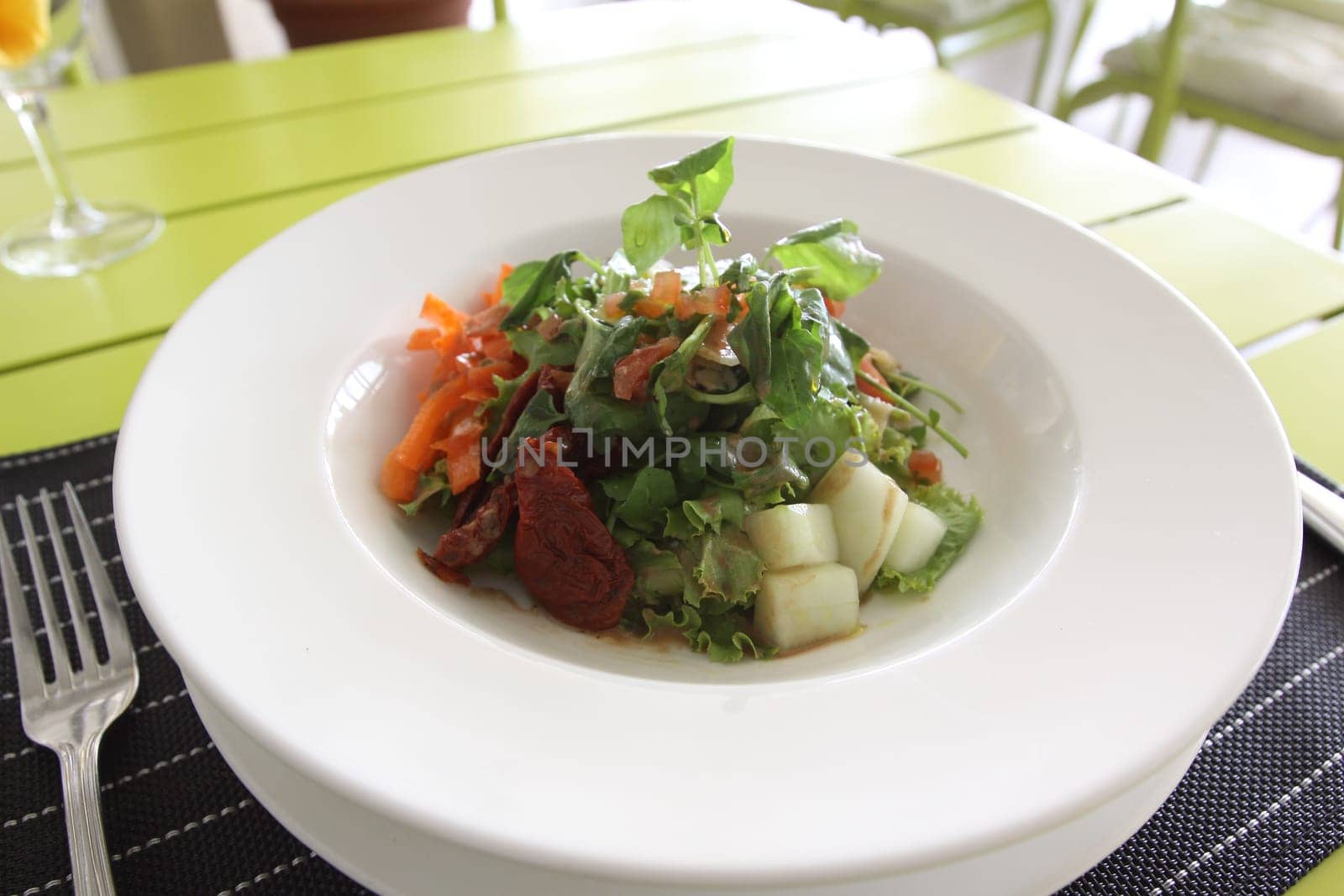 Restaurant menu. Dishes which give at restaurants. Salads, second courses, pizza and other.