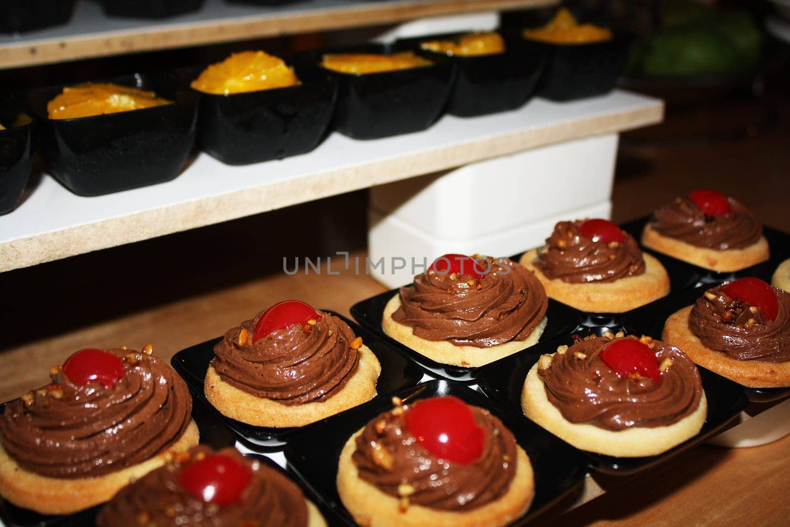The food cooked at restaurant. Various dishes for every taste and choice.