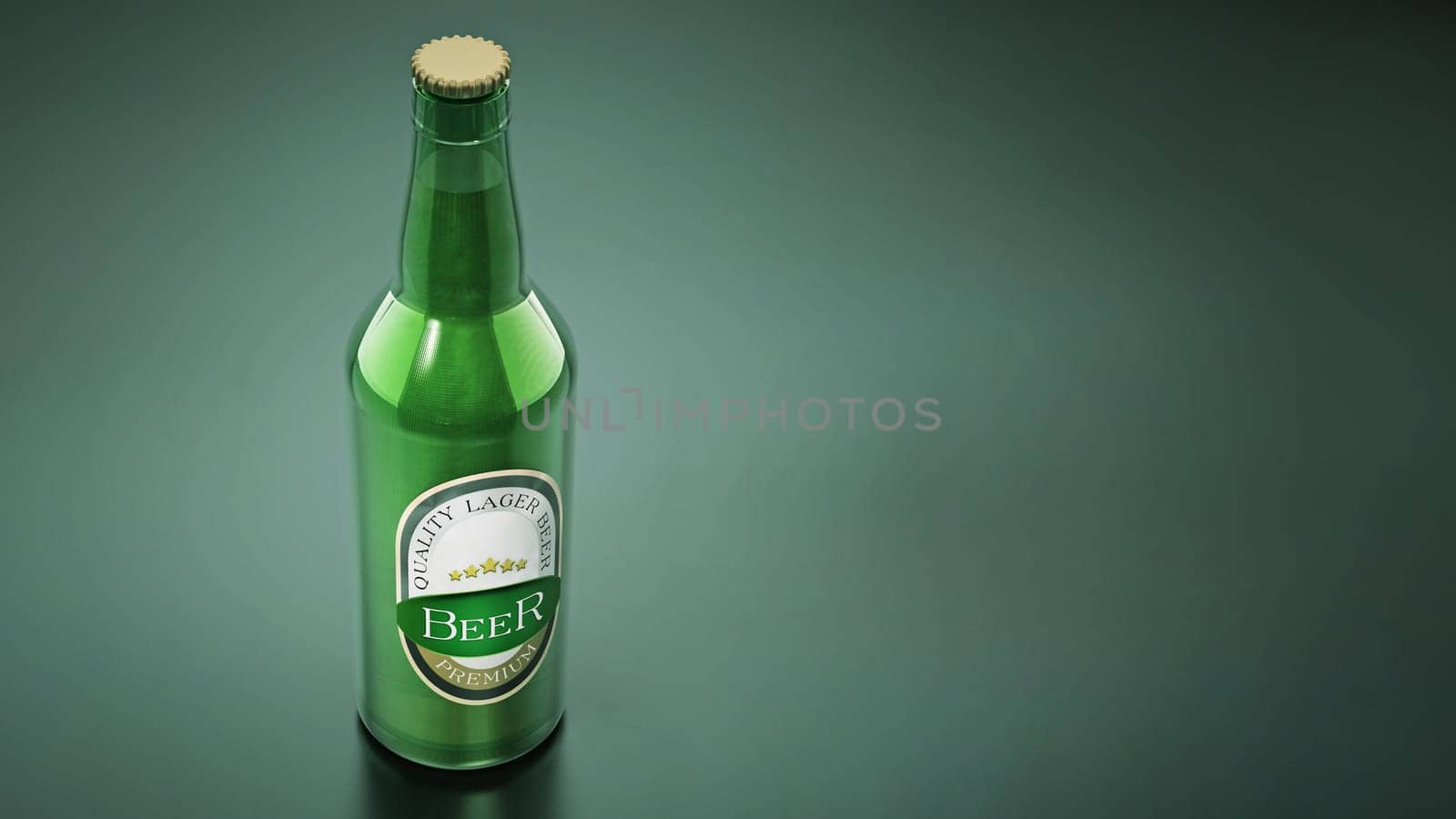 Generic beer bottle isolated on black background. 3D illustration.