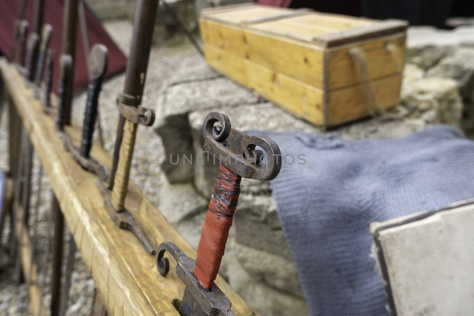 Detail of ancient and old sword for medieval battles