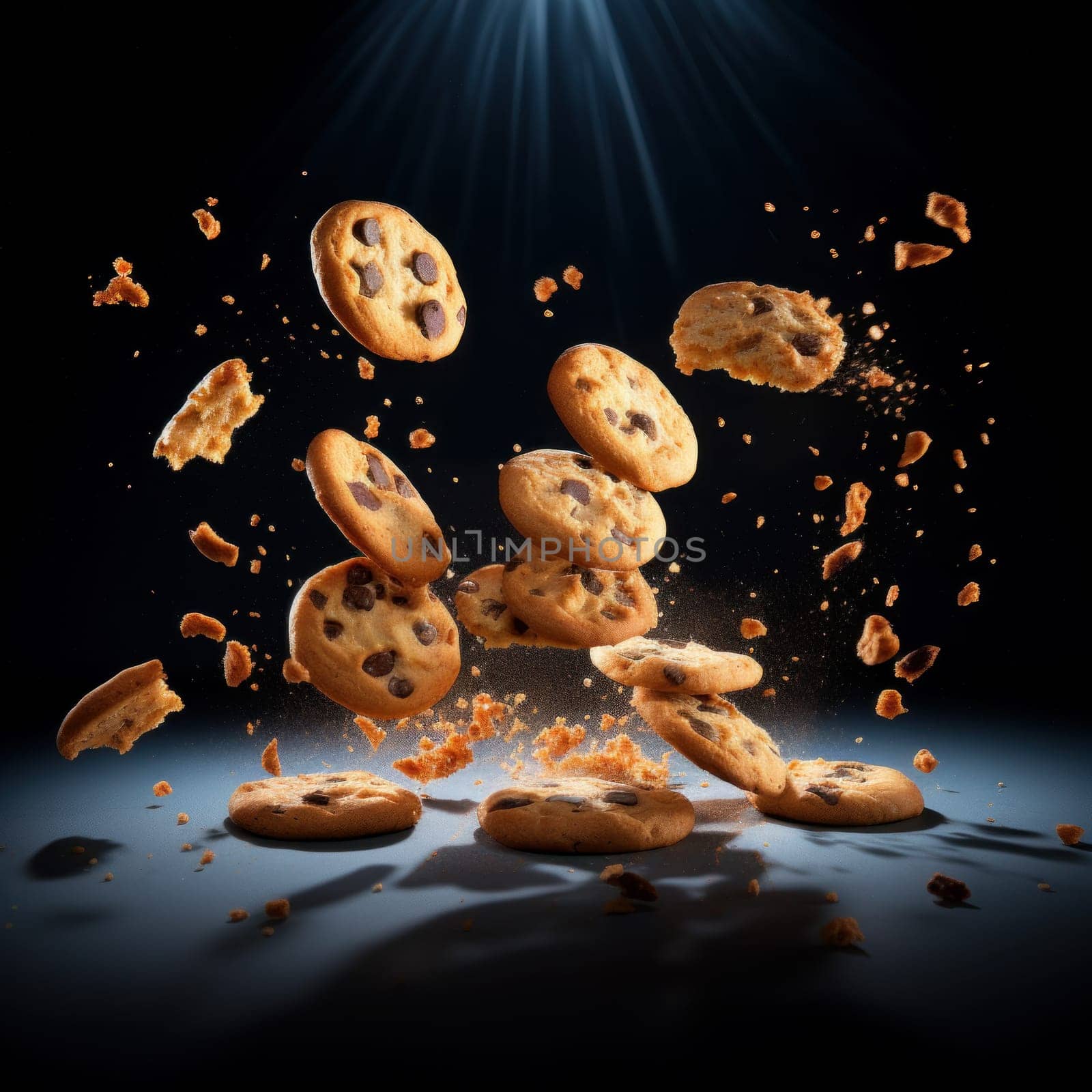 Sweet Chocolate chip cookies. Food sweet. Generate Ai