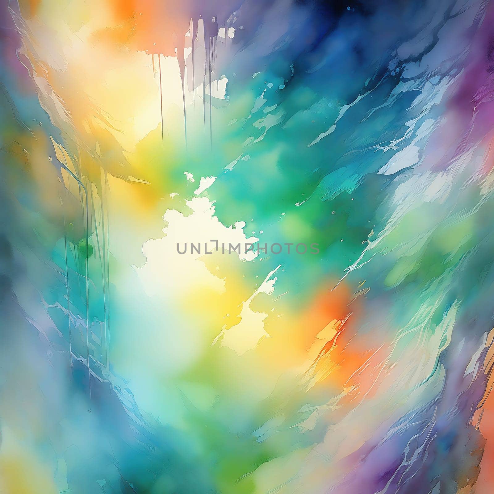Washed-out watercolors as a background. Bright colors that run. Colorful splashes of color. AI generated image