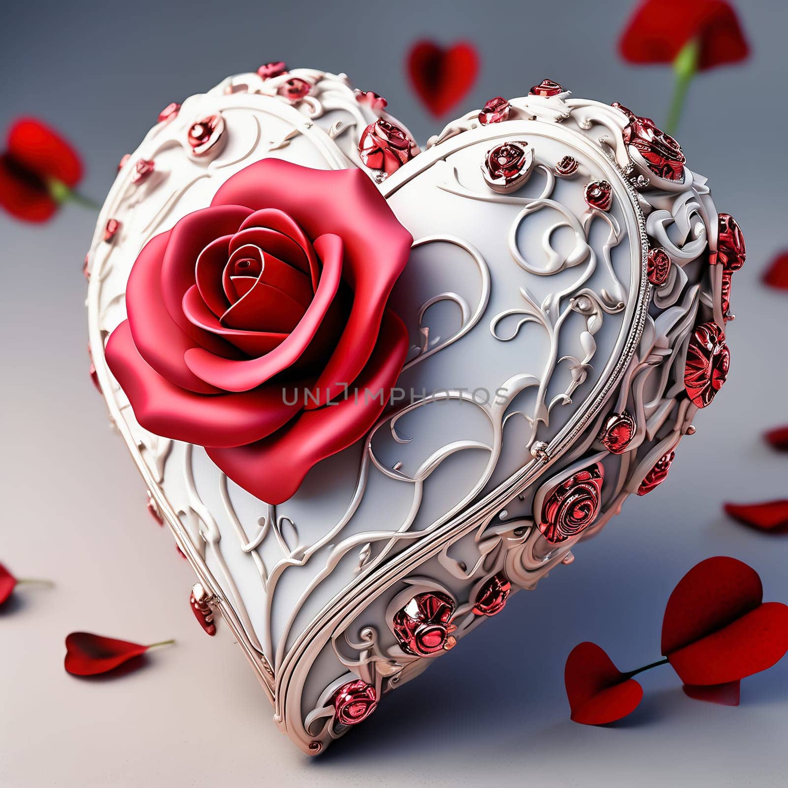Heart and roses. Romantic AI generated image. Valentine's Day, wedding, engagement. Love in picture